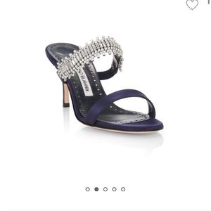 MANOLO BLAHNIK Sakina 70 Crystal Embellished Satin Sandals